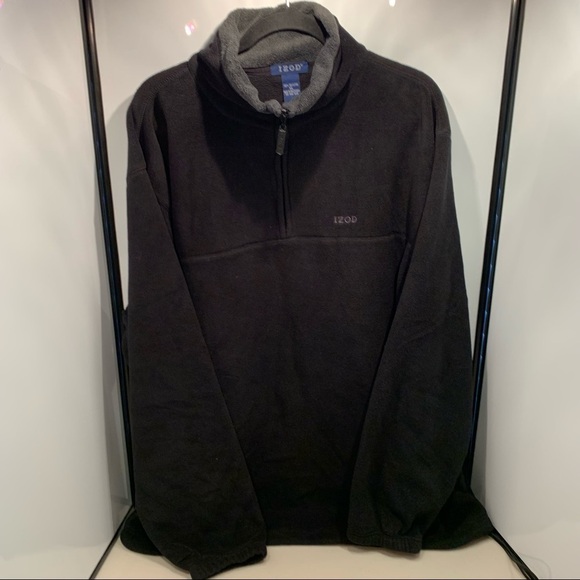 Izod Jacket Men’s Size XL Black 1/4 Zip Fleece Pullover Thick - Picture 1 of 8